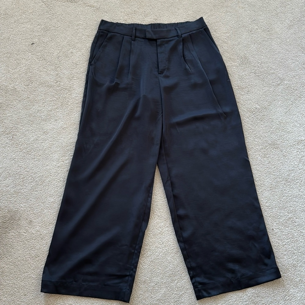 Black Satin Wide Leg Pants